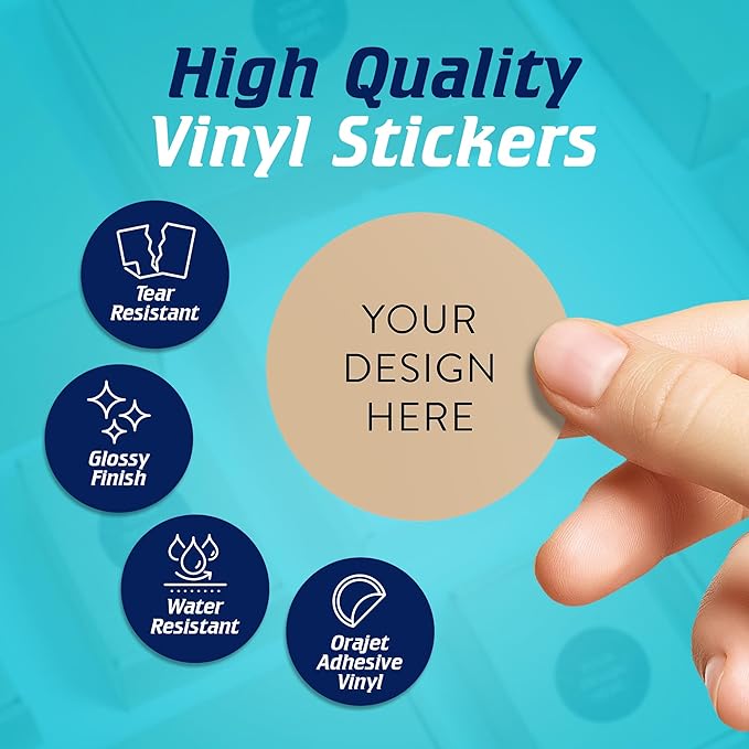 100 Custom Vinyl Stickers - Upload Your own Image, Text, Design, Logo - Personalized Logo Labels for Handmade, Packaging, Bottle, Jars, Candle, Brand Stickers (Brown, 2x2)
