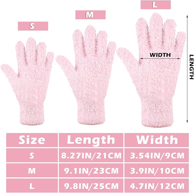 Patelai 3 Pairs Microfiber Plant Dusting Gloves Leaf Cleaning Gloves for Indoor Plants, Blinds, Furniture, House (Small,Pink, Nude, White)