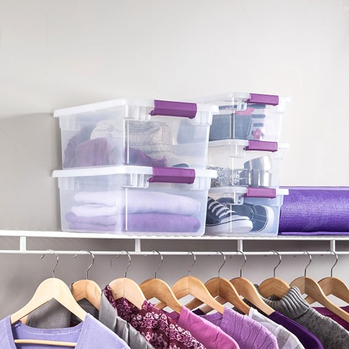 Sterilite 48-Pack ClearView Latch Box, Stackable Storage Organizer Bins for Home, 6 Quart