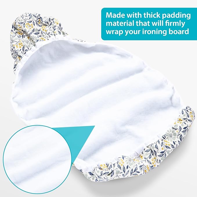 Table Top Ironing Board Cover 12 x 32 inch, 3 Layers Small Iron Board Cover, Heat Reflective Thick Padding with Elasticized Edges (Flora)