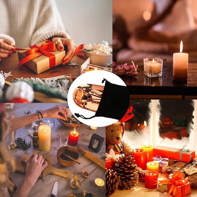 5 in 1 Candle Accessory Set, Candle Wick Trimmer Cutter, Candle Snuffer & Candle Wick Dipper,USB Rechargeable Lighter, Storage Tray Plate for Candle Lover Mom Gift, Candle Care Kit (Rose Golden)