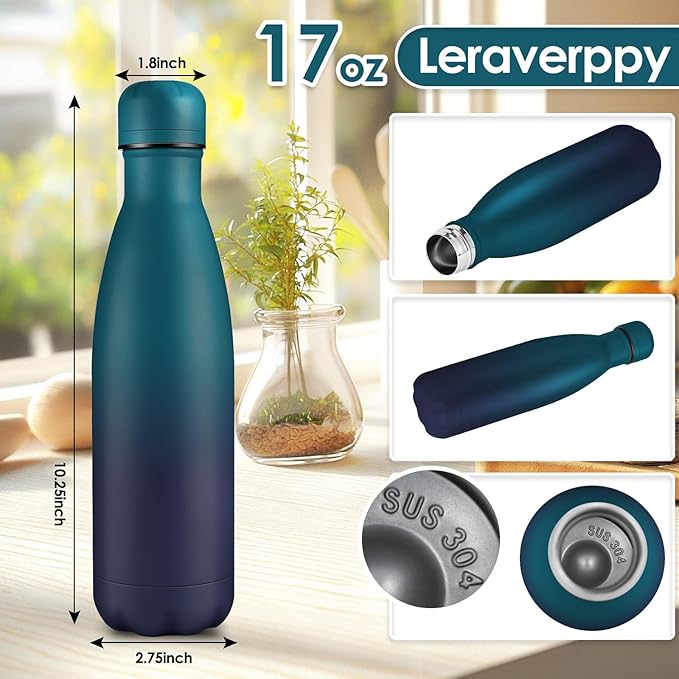 17oz Cola-Bottle Shaped Stainless Steel Leak-proof Water Bottle,Double Wall Vacuum Insulated Metal,Travel Mug For Sports Indoors & Outdoors,BPA-Free School Kids Flasks,Mix(4 Pack)