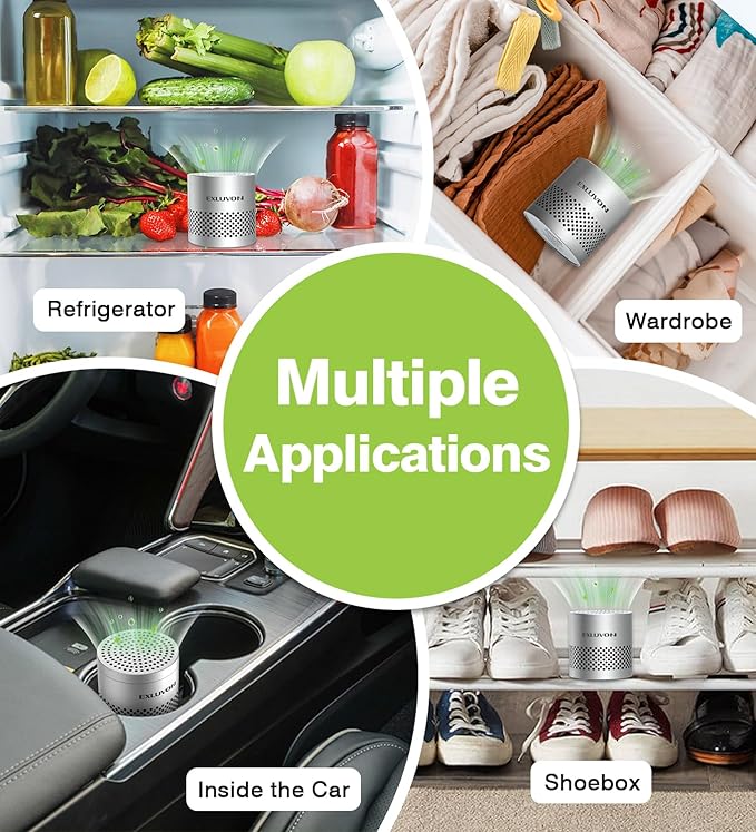 Fridge Deodorizer, Lasts for 10 Years Refrigerator Deodorizer Odor Eliminator,Travel Size Air Purifiers, More Effective Than Baking Soda Bamboo Charcoal Air Purifying Bag, Silver