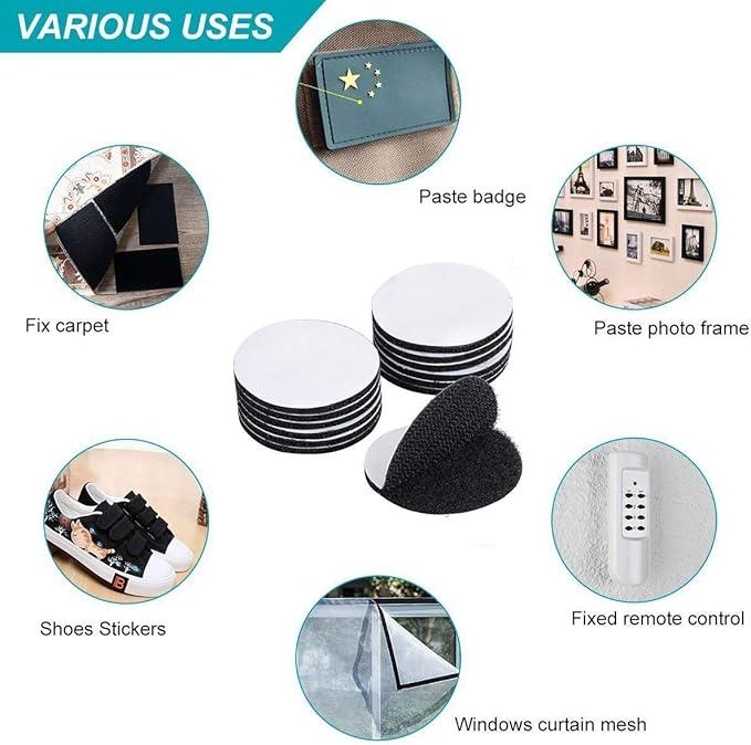 BRAVESHINE 36PCS Sticky-Back Adhesive Tape - Round Hook and Loop Adhesive Stickers - Double Sided Heavy-Weight Carpet Pads Wall Mounting Tapes for Home Office Phone Mount - Round 1.5inch