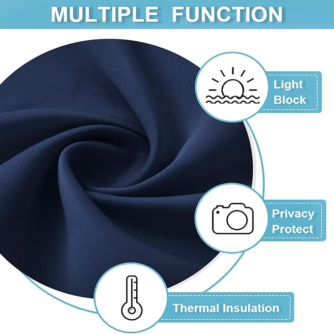 RYB HOME Bathroom Window Curtains - Super Soft Blackout Privacy Curtains for Baby Nursery Bedroom Basement Garege Workshop Kitchen Dining Living Room, W 29 x L 30, Navy Blue, 2 Pcs
