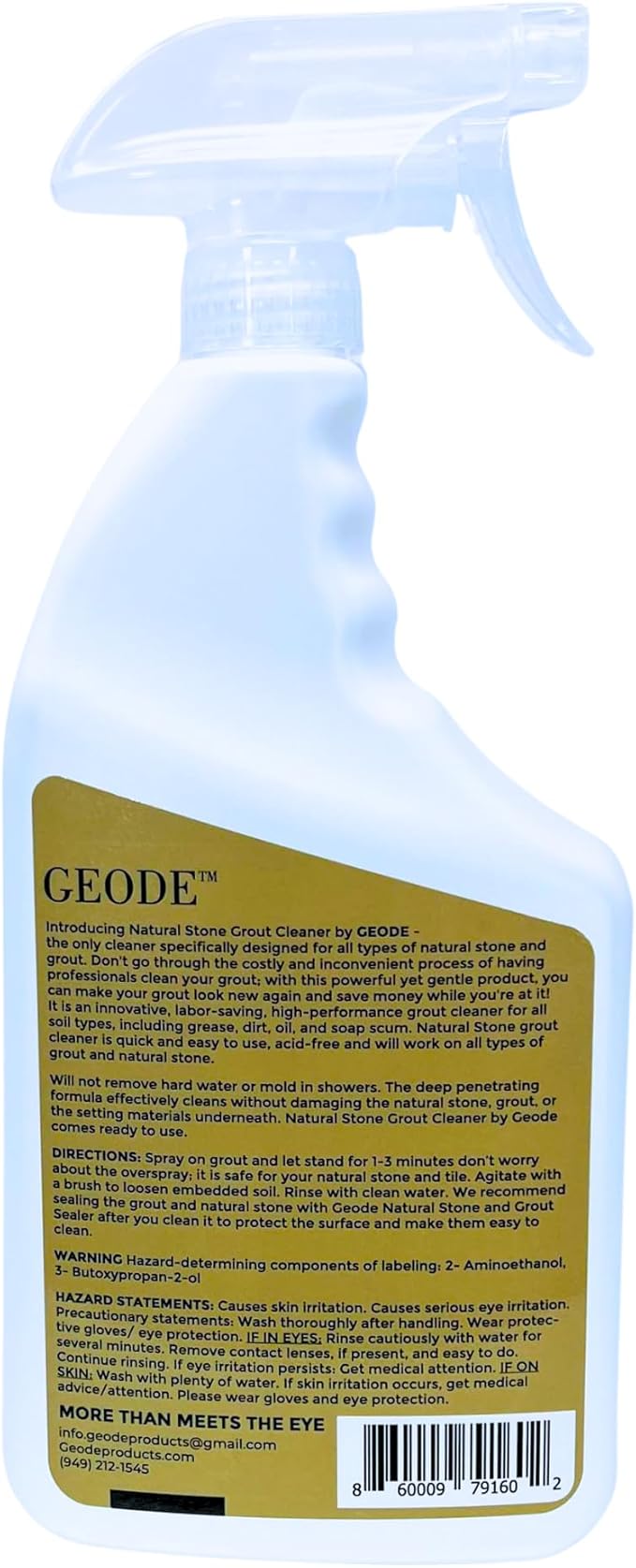Natural Stone Grout Cleaner, Safe for Marble, Travertine, Limestone, Tile Spray on Grout Cleaner. (32 oz.)