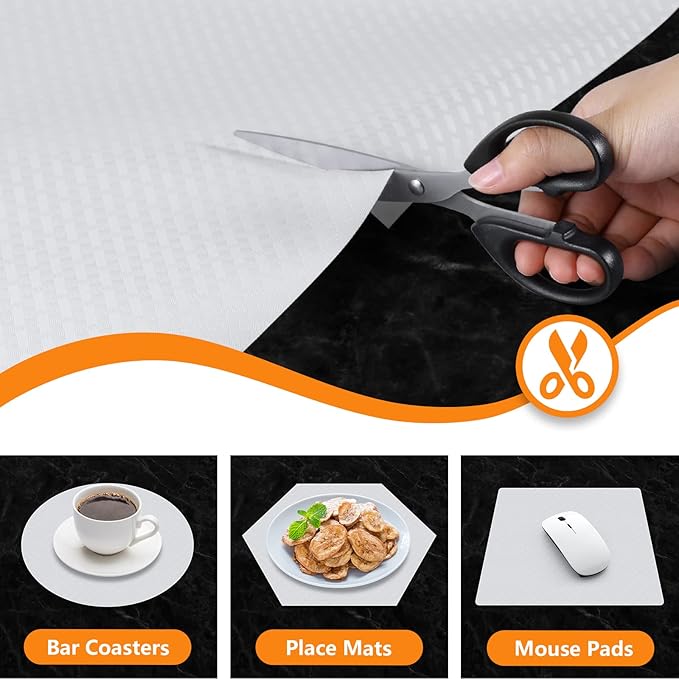 Shelf Liners for Kitchen Cabinets Refrigerator Liners Waterproof & Oil-Proof Kitchen Cupboard Liner Non-Slip Drawer Mats EVA Non Adhesive Fridge Liner for Shelves-White 11.8 x 59 Inches