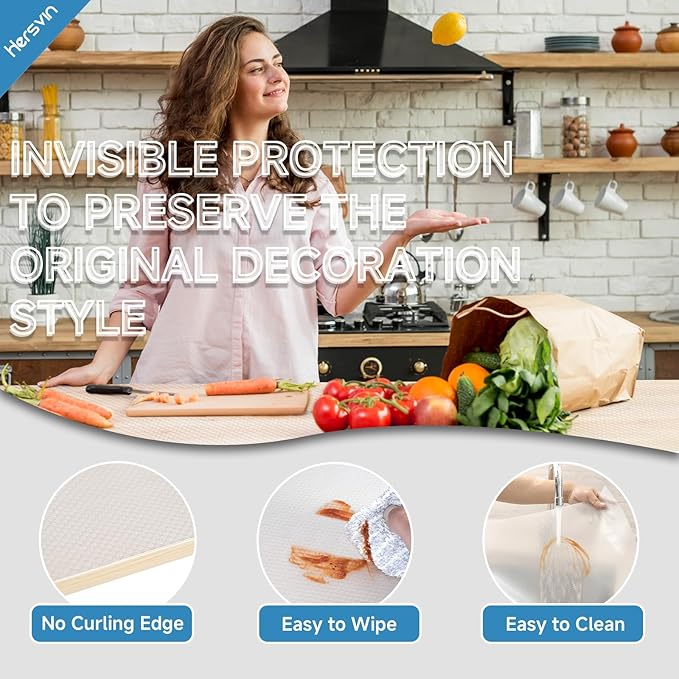 Shelf Liners 16 in x 20 ft EVA Drawer Mats, Non-Adhesive Cupboard Protector, Kitchen Cabinet Lining Fridge Liner (Clear Flat Dot, 40.7x610cm)
