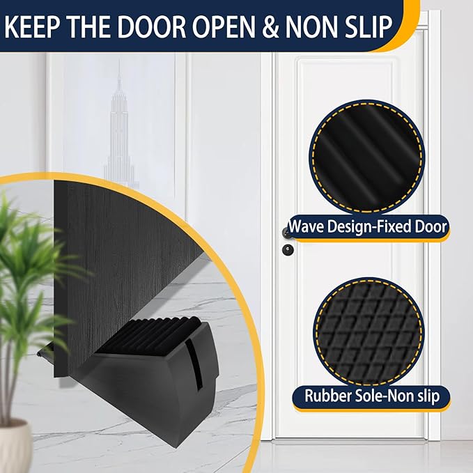 Heavy Duty Door Stopper Adjustable Spring Large Stoppers Wedge, Tall up to 3 Inches Doorstop Stainless steels Made Suits Any Heavy Doors
