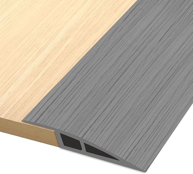 Vinyl Door Threshold Flooring Transition Strip Self Adhesive Carpet Edging Strip for Laminate Doorway Edge Threshold from 1/5" to 2/5" (Light Gray Wood Grain, 3.3 Ft)