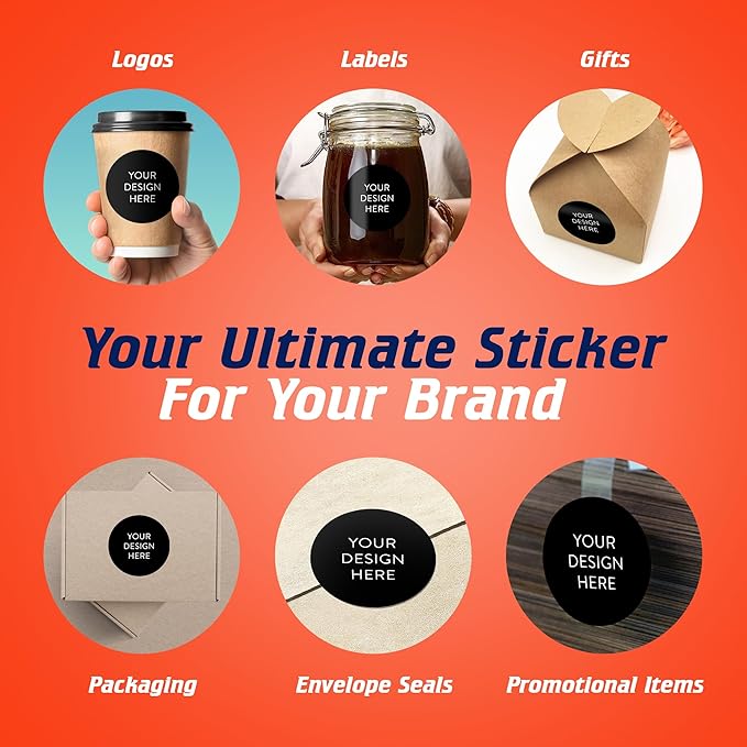 5-1000 Custom Vinyl Stickers - Upload Your own Image, Text, Design, Logo - Personalized Logo Labels for Handmade, Packaging, Bottle, Jars, Candle, Brand Stickers (Black, 3x3)