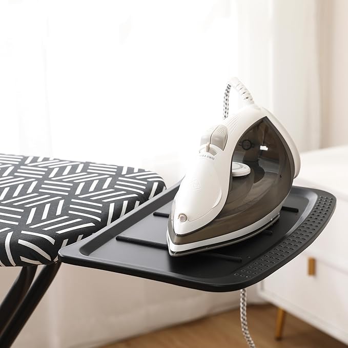 caius Ironing Board with Steam Iron Rest, 43"x13" Extra Thick Padded Cover, Compact and Space Saver Iron Board Full Size, Easy to Fold, Adjustable Height, Sturdy Metal Frame