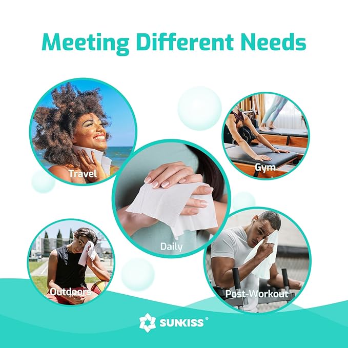 SUNKISS Trustplus Wet Wipes for Adult No Rinse, Extra Large 8”x12” Body Cleaning Washcloths for Elderly Incontinence & Cleansing, Unscented, 50 Count
