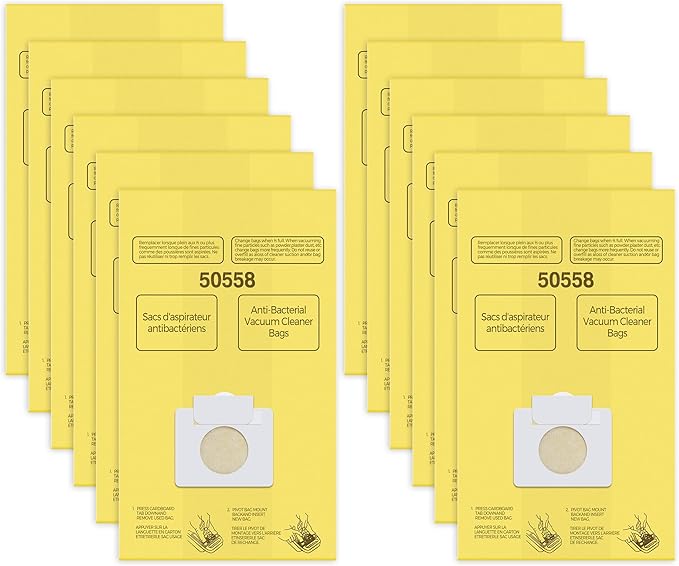 50558 Vacuum Cleaner Bags Replacement for Kenmore Canister Type C/Q 5055, 50555, 50557, 50558 and Pana·sonic Type C-5, C-18, 200 Series, 400 Series, 600 Series, 800 Seires Vacuum - 12 Pack
