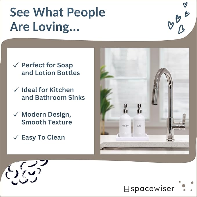 Countertop and Vanity Tray - 2 PC Small 7.7" Silicone Bathroom Trays, Kitchen Soap Tray, Dish Sponge Soap Holder Kitchen Sink Organizer Caddy, Bathroom Counter Trays for Lotion Dispenser