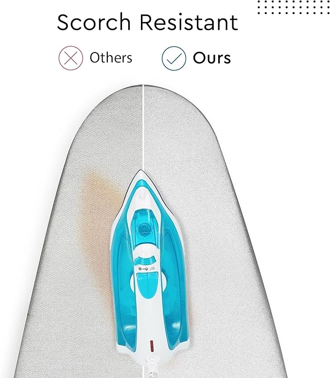 Encasa XO Ironing Board Cover and Pad 49"x18" - Metallised 'Silver Super Luxury' with Foam & Felt Pad, Fits Wide Iron Boards - Heat Reflective, Scorch Resistant, Bungee Elasticated, 3 Fasteners