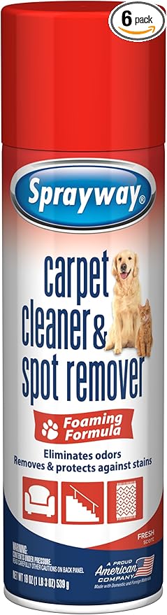 Sprayway Carpet Cleaner (Pet), 19oz | Removes Pet Stains & Odors, Foaming Action | Deep Cleans Carpets & Upholstery | Fresh Scent, Quick-Drying Formula