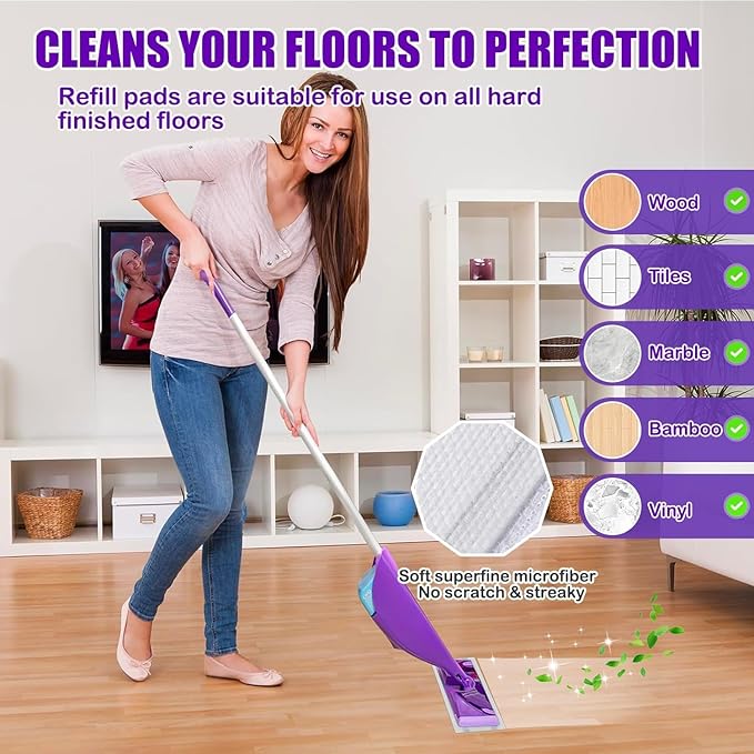 20 Count Mop Pad Refills for Wet Jet Mop, Wet Jet Pads for All Floor Types, Wet Jet Refill for Wet Pads Refill, 4 Layers Thickened Durable and Super Absorbent