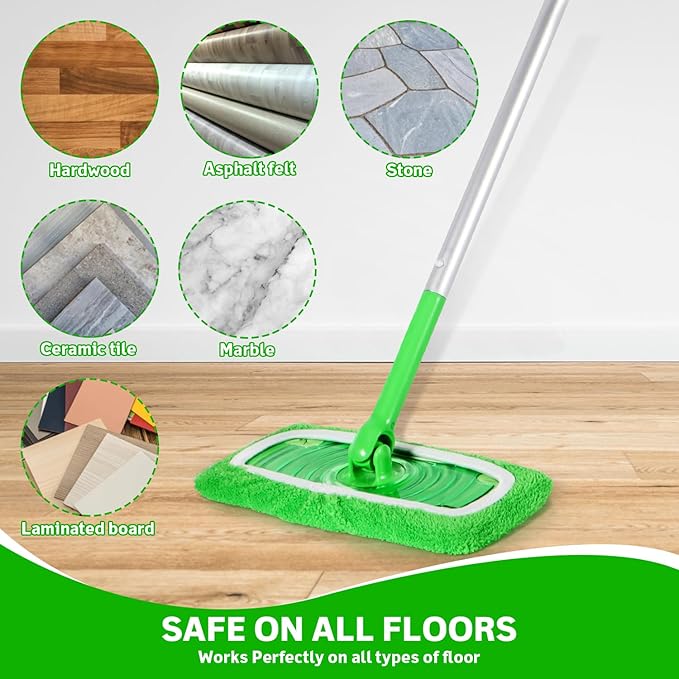 6 Pack Reusable Microfiber Mop Pads Compatible with Swiffer Sweeper Mop, Dry Sweeping Cloths & Wet Mopping Cloths, Washable Wet Pads Refill for Hardwood Surface Floor Cleaning