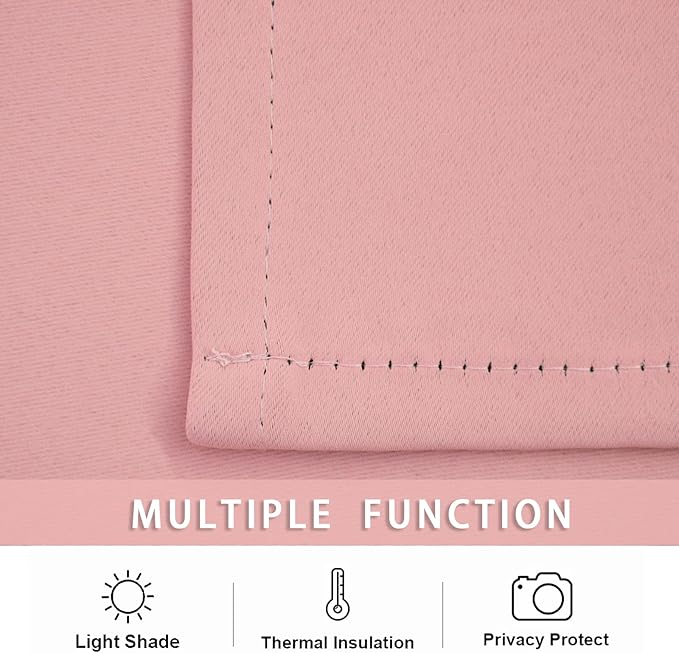 Pickluc Cafe Kitchen Curtains 36 Inches Long 2 Panels, Blackout Tier Curtains with Rod Pocket, Short Black Out Curtain for Small Window, 42" Wide and 36" Length, Set of Two, Powder Pink