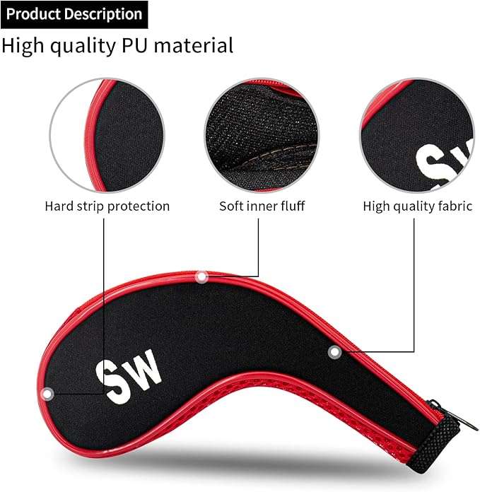 Golf 12pcs Thick Synthetic Golf Iron Head Covers Set Headcover Fit All Brands Callaway Ping Taylormade Cobra Etc. Also Custom Name