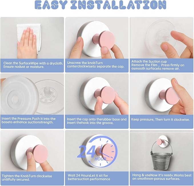 4 Pcs Suction Cup Hook for Shower，304 Stainless Steel Removable Hooks，Towel Hook，Suction Hook for Bathroom, Bedroom, Glass Window