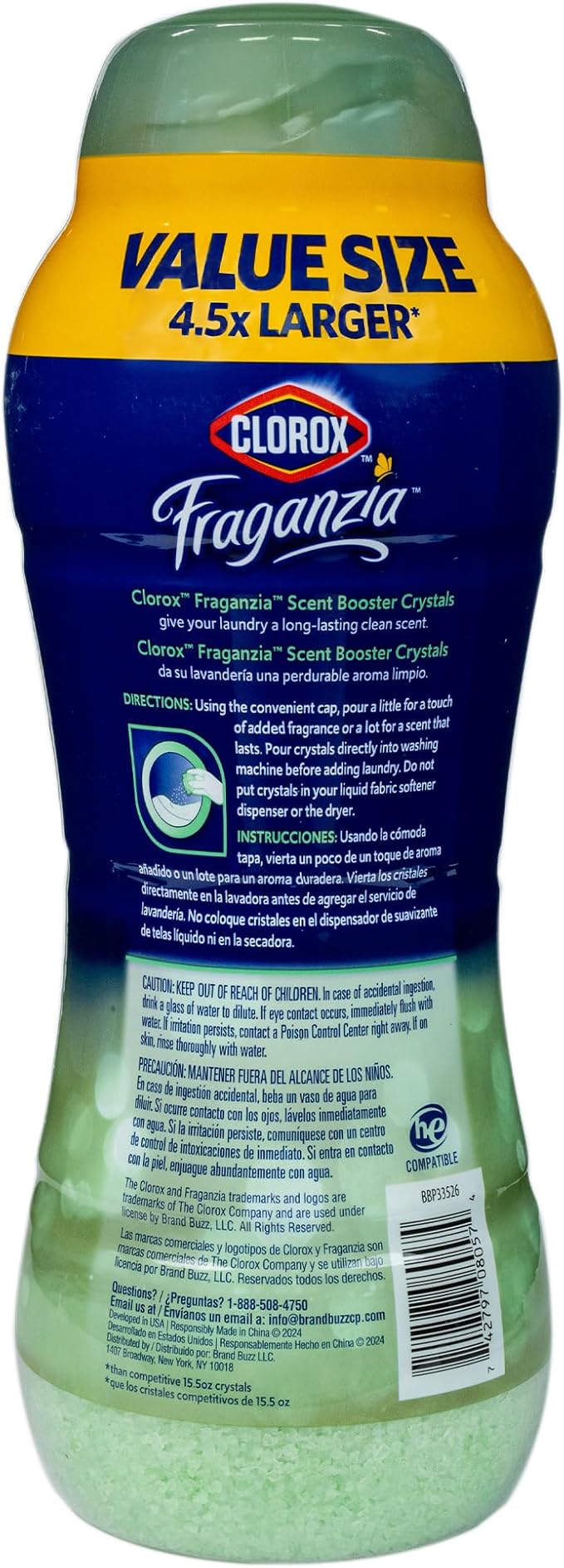 Clorox Fraganzia Laundry Scent Booster Crystals in Cedarwood & Sage Scent - Scented In-Wash Freshener Beads for Fresh, Clean, Great Smelling Clothes and Linens, 70 Oz