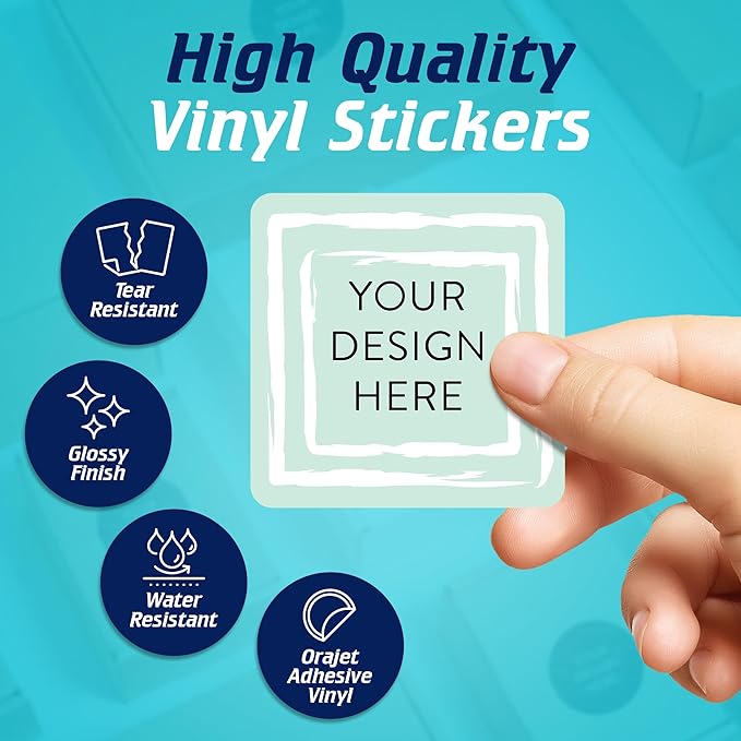 100 Custom Vinyl Stickers - Upload Your own Image, Text, Design, Logo - Personalized Logo Labels for Handmade, Packaging, Bottle, Jars, Candle, Brand Stickers (Mint, 2x2 Square)