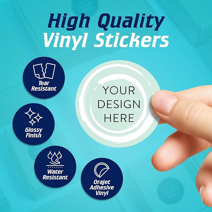 100 Custom Vinyl Stickers - Upload Your own Image, Text, Design, Logo - Personalized Logo Labels for Handmade, Packaging, Bottle, Jars, Candle, Brand Stickers (Mint, 2x2)