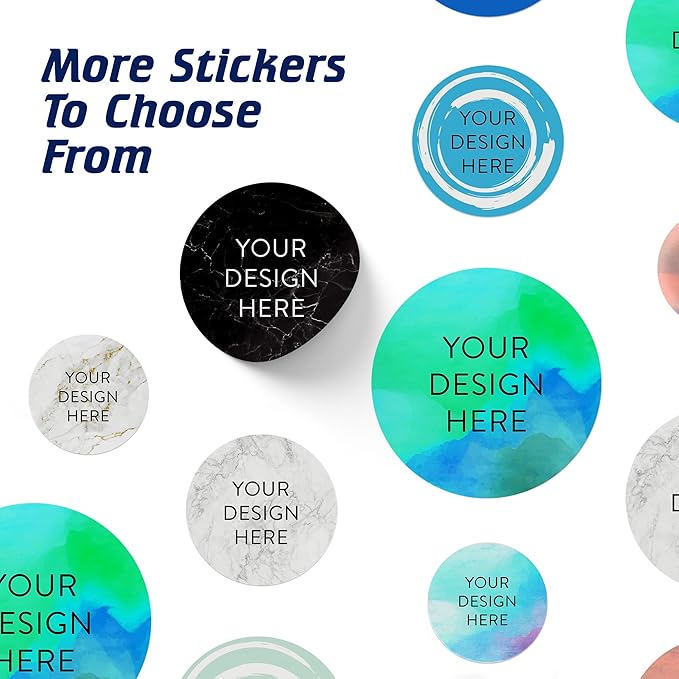 100 Custom Vinyl Stickers - Upload Your own Image, Text, Design, Logo - Personalized Logo Labels for Handmade, Packaging, Bottle, Jars, Candle, Brand Stickers (Blue Green, 5x5)