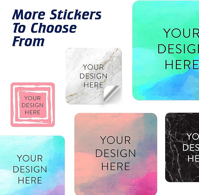 100 Custom Vinyl Stickers - Upload Your own Image, Text, Design, Logo - Personalized Logo Labels for Handmade, Packaging, Bottle, Jars, Candle, Brand Stickers (Gold Marble, 1.5x1.5 Square)