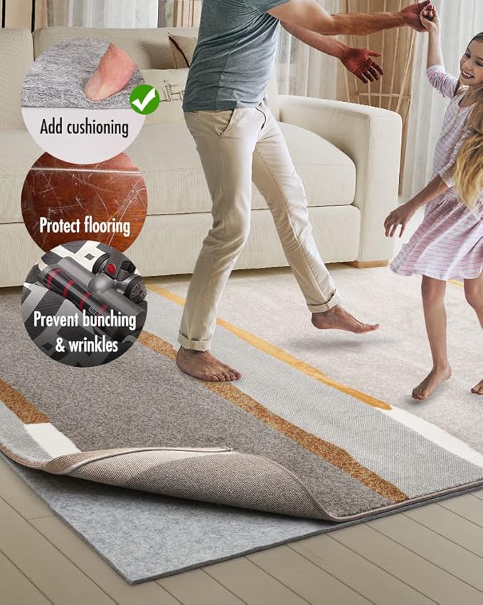 Non Slip Rug Pad Gripper - 2x3 Feet 1/8” Extra Thick Felt Under Rug for Area Rugs and Hardwood Floors,Super Cushioned Non Skid Carpet Padding