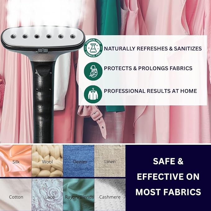 SALAV® Heavy Duty Smart Auto Shut-off Commercial Full-Size Garment Steamer, Beeping Alert when Water Runs out, Foot Pedal Control, XL 3L (101.5 oz) Tank, 1800 watts, 90+min of Continuous Steam, Navy