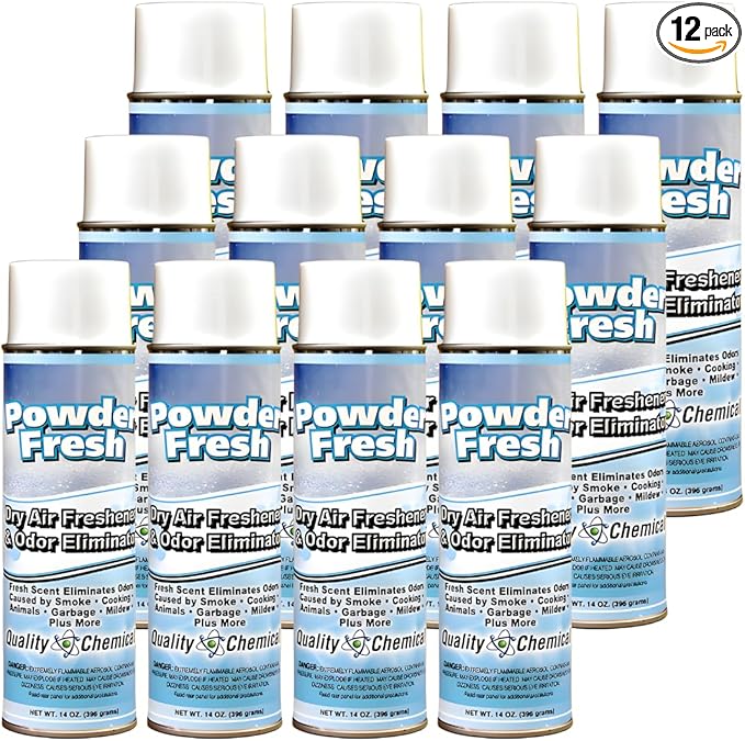 Quality Chemical Powder Fresh - The Most Powerful Dry Air Freshener - Best Room Deodorizer and Air Spray for a Fresh and Clean Home 10 oz Can (Pack of 12)