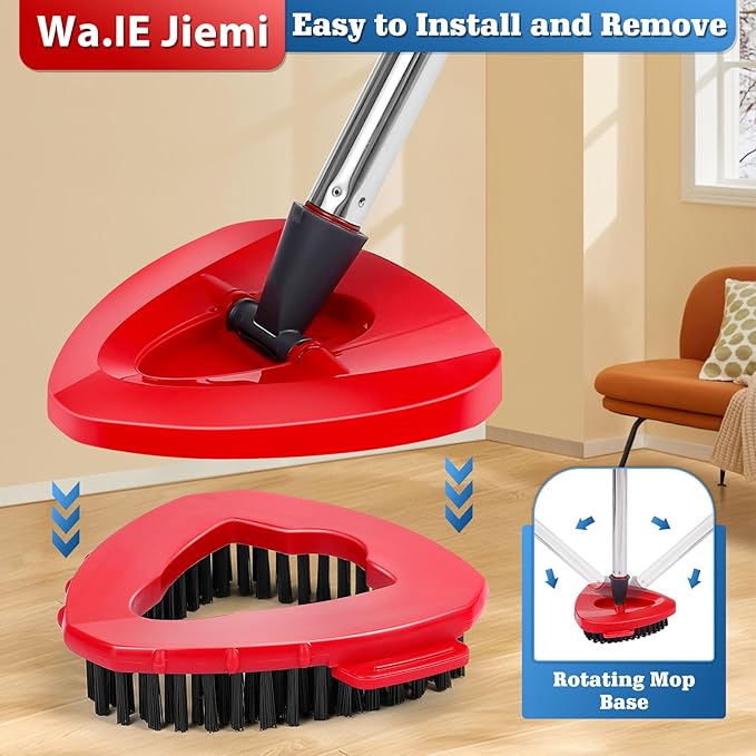 4 Pack Spin Mop Replacements Head Compatible with Oceda EasyWring 1-Tank System,Microfiber Spin Mop Refills Head,1 Mop Scrub Brush + 1 Mop Base + 4 Pack Cleaning Floor Mop Head（White)