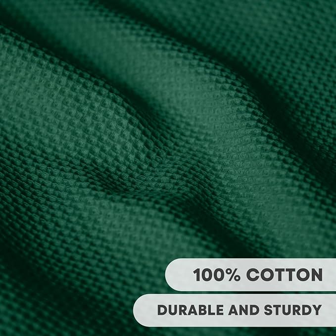 Artoid Mode 100% Cotton Dark Green Waffle Weave Kitchen Dish Cloths, 13x28 Inch Ultra Soft Absorbent Quick Drying Kitchen Dish Towels Set of 4