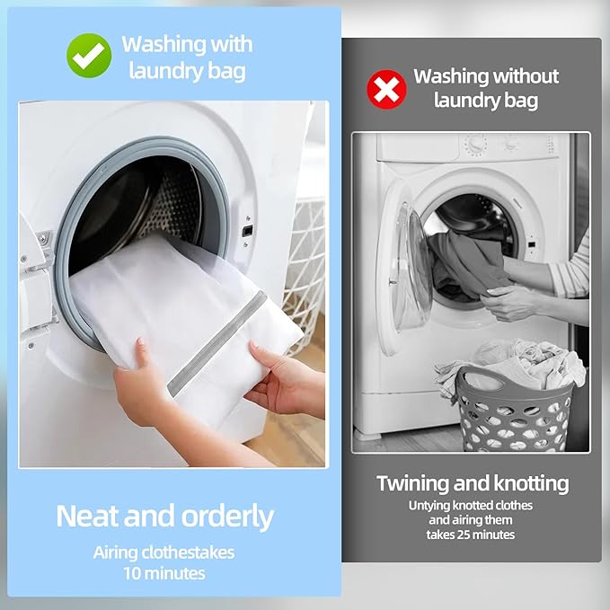 Mesh Laundry Bags, Mesh Wash Bags, Durable Mesh Structure with Strong Zipper, Suitable for Underwear, Delicate Clothes, Pants, Shoes, Socks Washing (Honey mesh, Large 20 * 24in*3pcs)