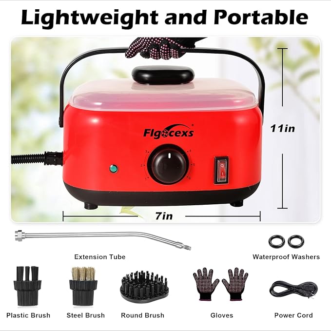 Handheld Steam Cleaner,2500W High Temperature High Pressure Steam Cleaner with 3 Brush Heads, Portable Steam Cleaner with 1.5L Tank For Car Detailing Kitchen Bathroom Floors