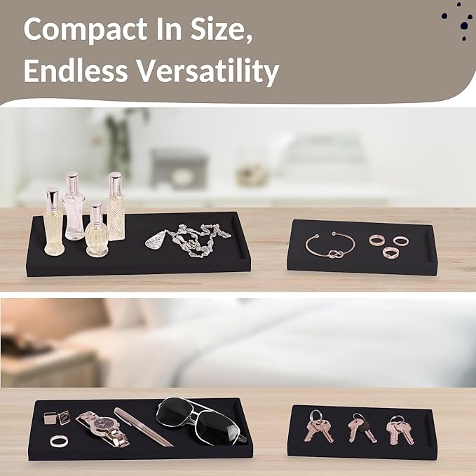Countertop and Vanity Tray - 2 PC (11” and 7”) Shatterproof Silicone Kitchen and Bathroom Trays for Counter, Kitchen Soap Dispenser Tray, Vanity Trays for Bathroom, Perfume Key Tray