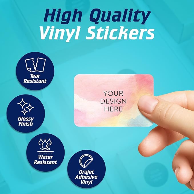 100 Custom Vinyl Stickers - Upload Your own Image, Text, Design, Logo - Personalized Logo Labels for Handmade, Packaging, Bottle, Jars, Candle, Brand Stickers (Watercolor, 4x2)