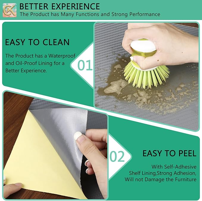Self-Adhesive Shelf Liner Kitchen Liner, Waterproof Backed Paper Easy Peel and Stick Contact Liner Without Residue for Decor Your Desk Surface, Kitchen Countertops (Silver, 11.8 x 236.2 inches)