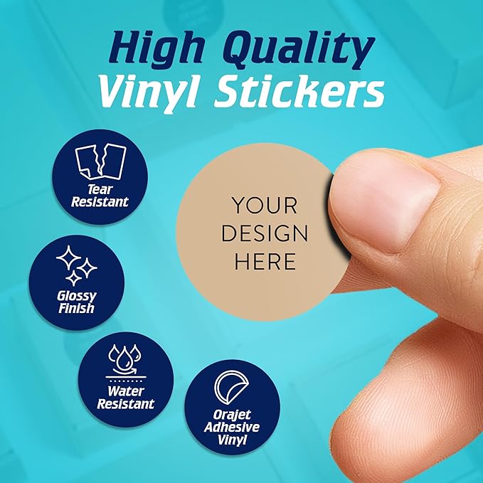 100 Custom Vinyl Stickers - Upload Your own Image, Text, Design, Logo - Personalized Logo Labels for Handmade, Packaging, Bottle, Jars, Candle, Brand Stickers (Brown, 1x1)