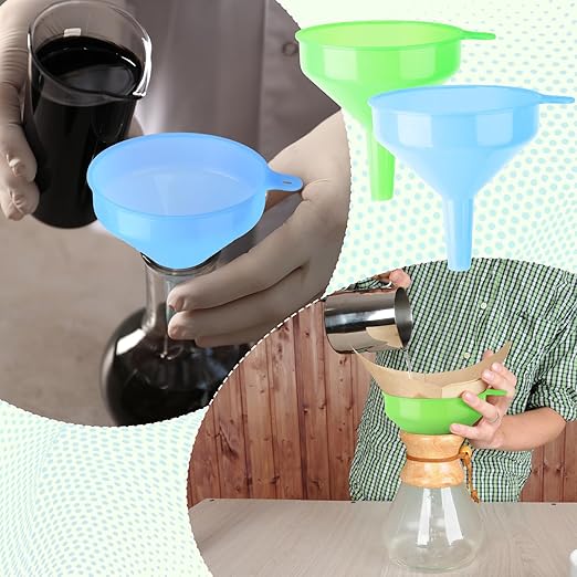 Honeydak 18 Pieces Multi-Purpose Plastic Funnels 4.7 Inch Wide Mouth Funnels for Filling Bottles, Jars, Containers Lab Use Oil Funnel for Gas, Car Oil, Lubricants and Fluids