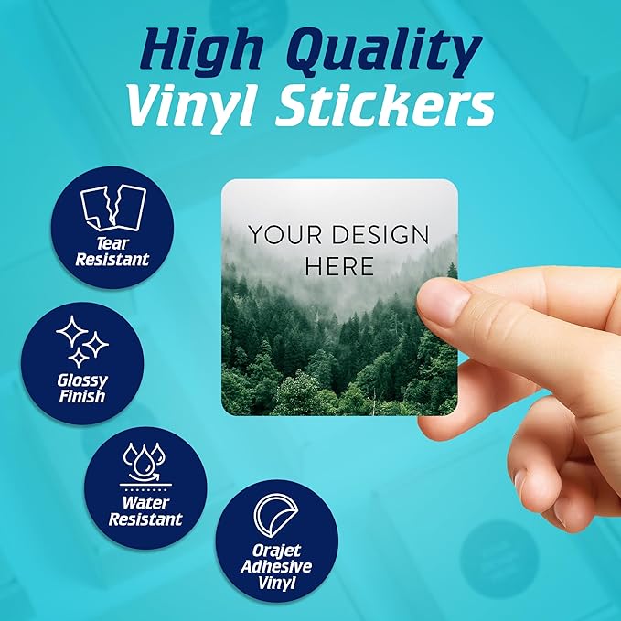 100 Custom Vinyl Stickers - Upload Your own Image, Text, Design, Logo - Personalized Logo Labels for Handmade, Packaging, Bottle, Jars, Candle, Brand Stickers (Foggy Valley, 2x2 Square)