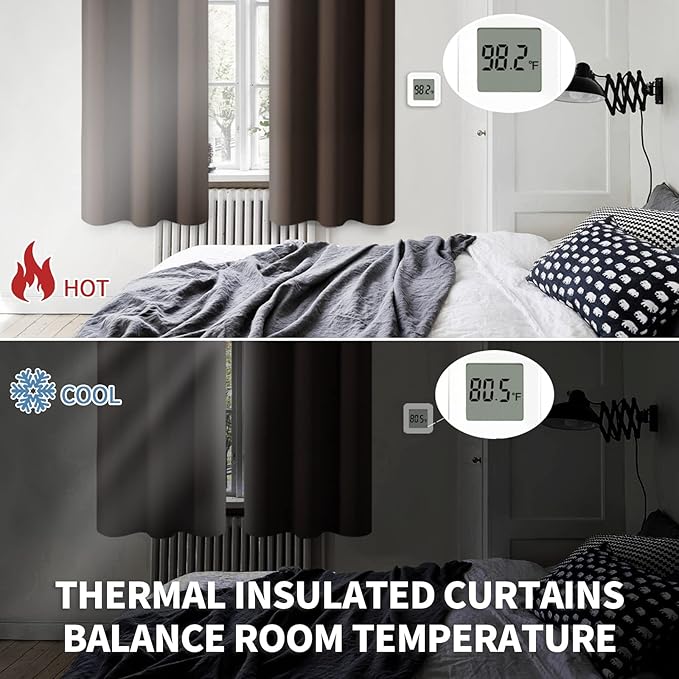 BGment Brown Blackout Curtains for Living Room - Chocolate Thermal Insulated Drapes Room Darkening Privacy Extro Long for Bedroom, 52 x 90 Inch, 2 Panels
