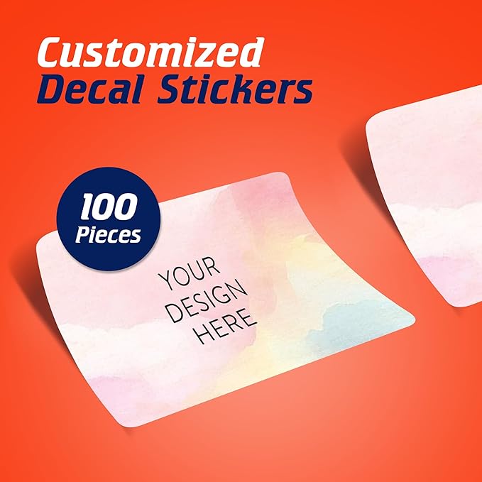 100 Custom Vinyl Stickers - Upload Your own Image, Text, Design, Logo - Personalized Logo Labels for Handmade, Packaging, Bottle, Jars, Candle, Brand Stickers (Watercolor, 3x2)