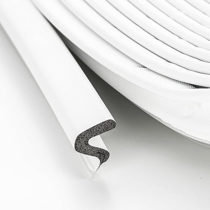 Weather Stripping Door Seal Strip - Soundproof Q-Shaped Foam for Exterior Door Frame, Large Gap Seal, Noise Cancelling, Easy to Install (White, 30FT)