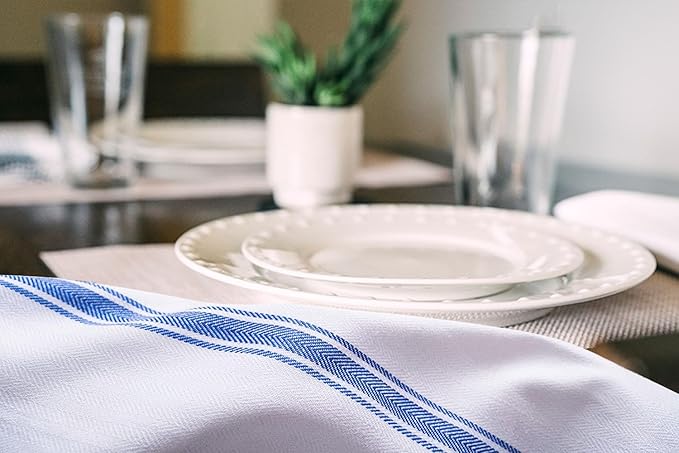 Dish Towels Set (Value Pack of 30) Size 15x25 Inch, 100% Cotton Soft & Absorbent Linen Kitchen Towels, Tea Towels, Reusable Cleaning Cloths for Household Cleaning (Blue)