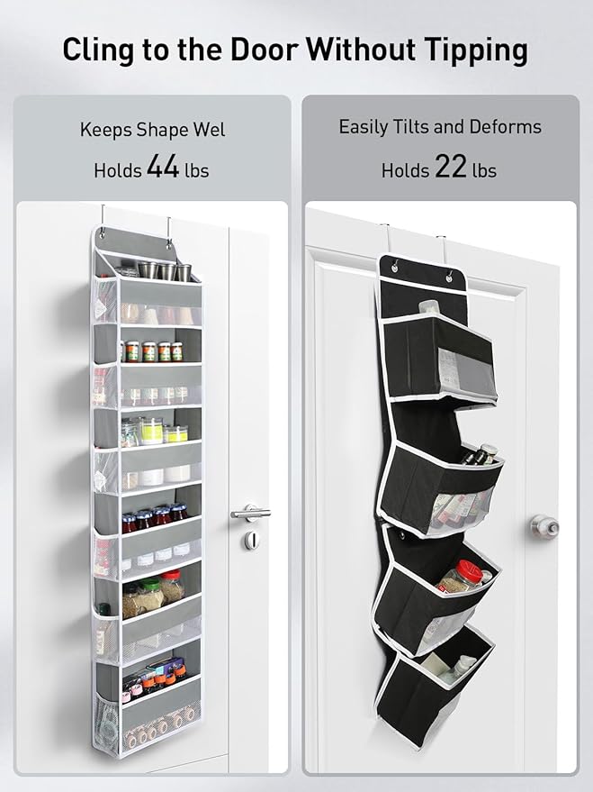 Yecaye 2 Pack Over The Door Organizer, 6-Tier Closet Door Hanging Organizer with 12 Mesh Pockets, Bathroom Organizers and Storage, Ultra Sturdy Large Capacity Over Door Storage Newborn Baby Essentials