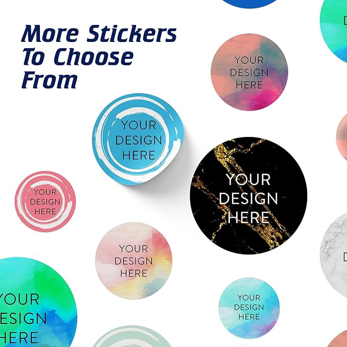100 Custom Vinyl Stickers - Upload Your own Image, Text, Design, Logo - Personalized Logo Labels for Handmade, Packaging, Bottle, Jars, Candle, Brand Stickers (Blue Swirls, 2x2)